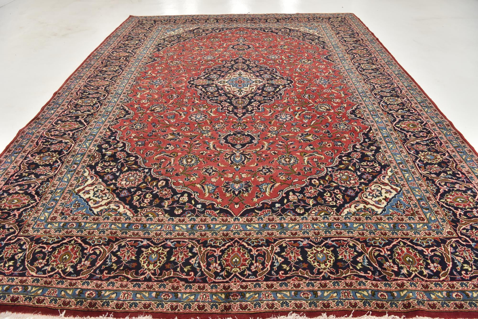 9' 9 x 13' 3 Hand Knotted Kashan Persian Wool Rug