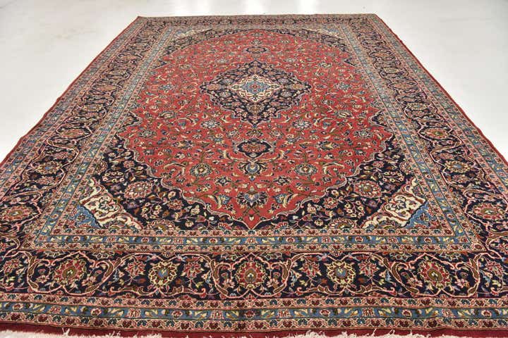 9' 9 x 13' 3 Hand Knotted Kashan Persian Wool Rug