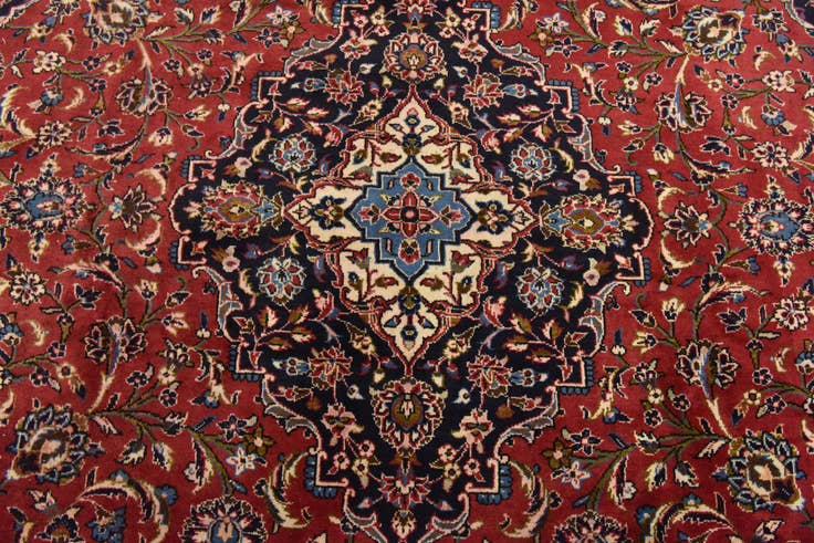 Detail image of 9' 9 x 13' 3 Hand Knotted Kashan Persian Wool Rug