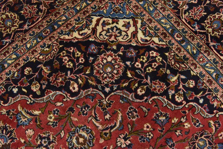 Detail image of 9' 9 x 13' 3 Hand Knotted Kashan Persian Wool Rug