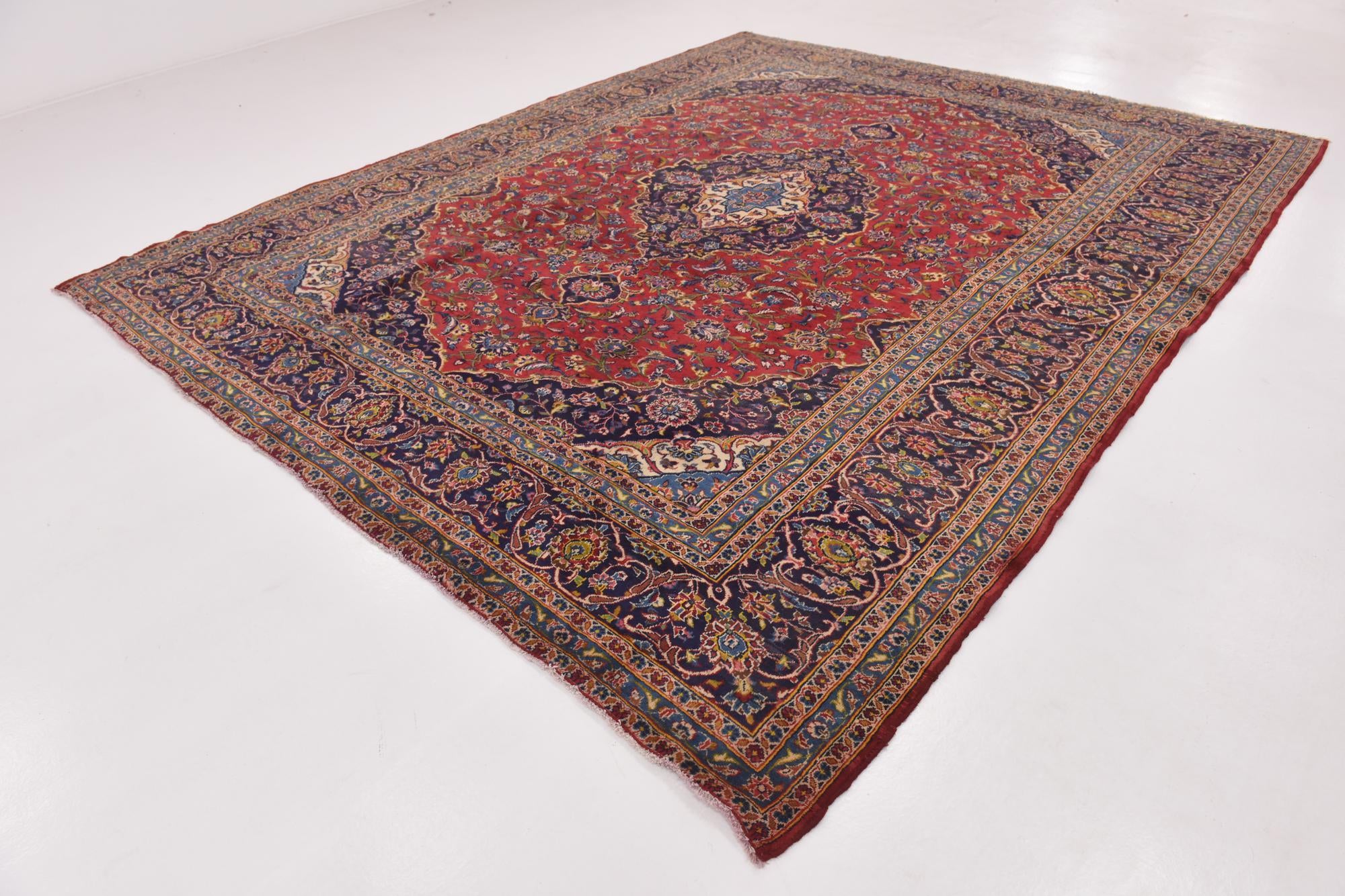 305cm x 385cm anudado a mano Kashan Alfombra Persa Lana