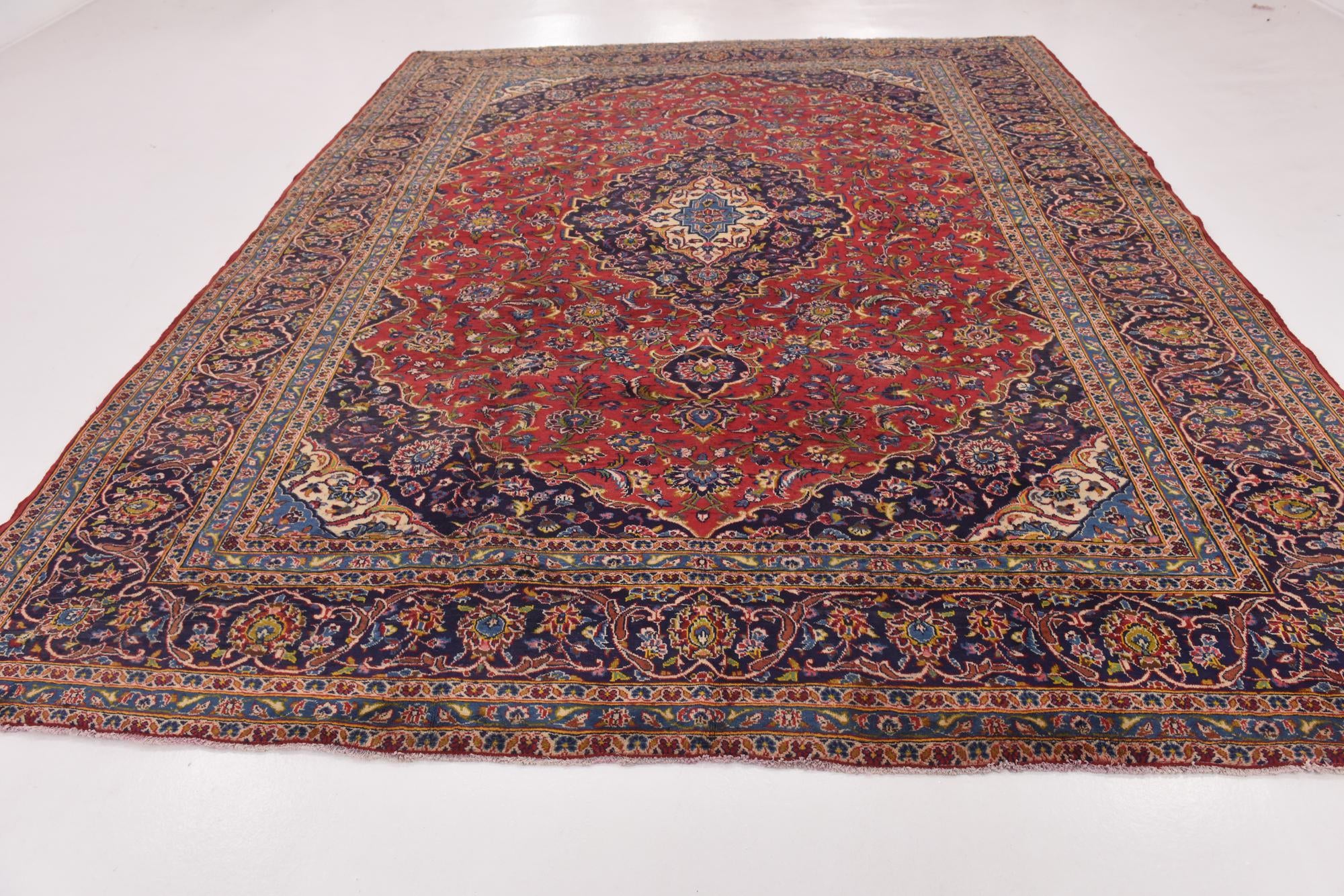305cm x 385cm anudado a mano Kashan Alfombra Persa Lana