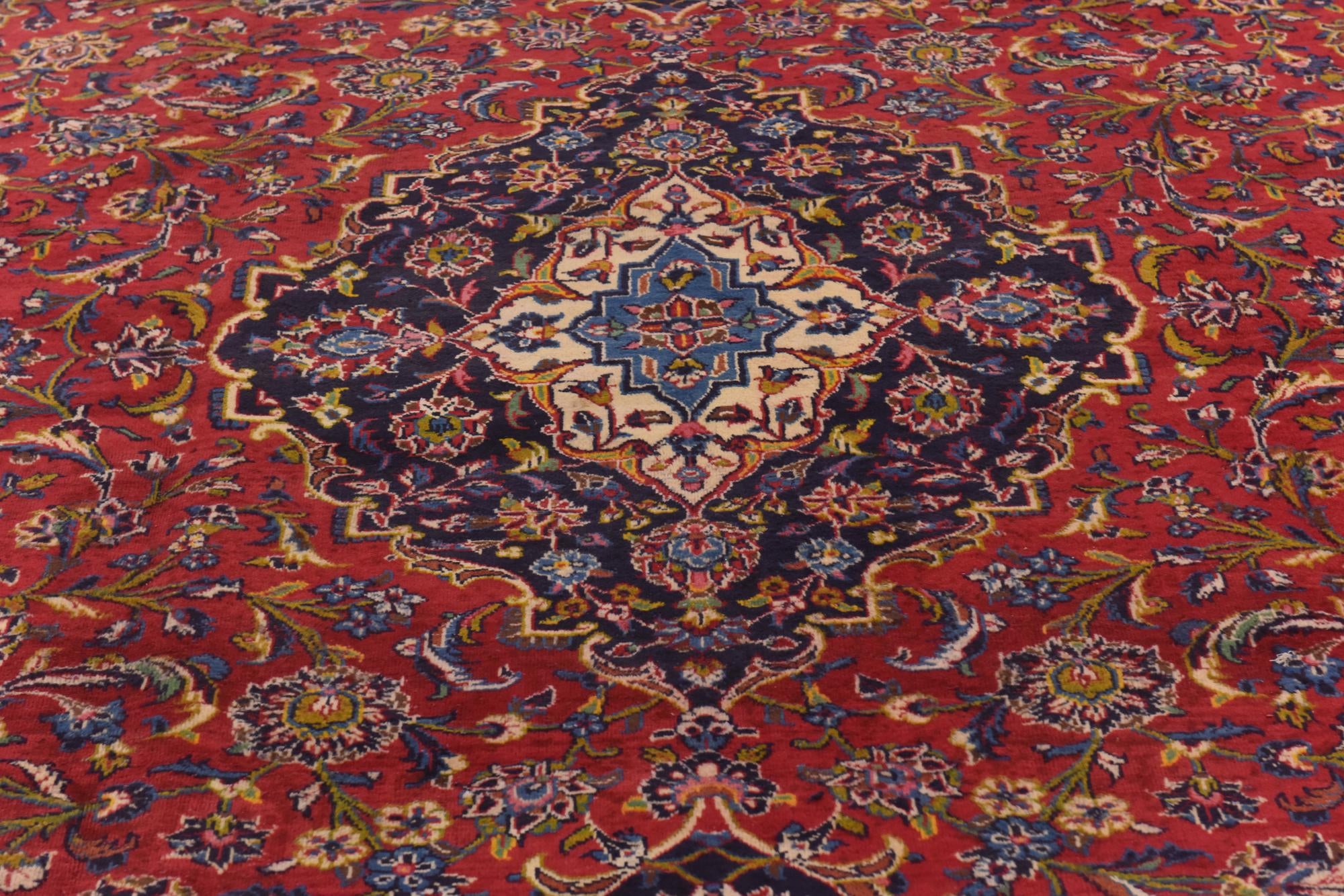 305cm x 385cm anudado a mano Kashan Alfombra Persa Lana
