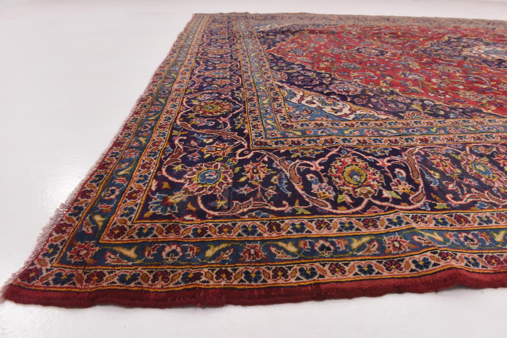 305cm x 385cm anudado a mano Kashan Alfombra Persa Lana