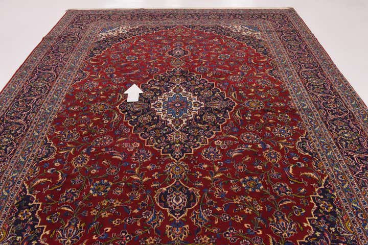 9' 6 x 12' 10 Hand Knotted Kashan Persian Wool Rug