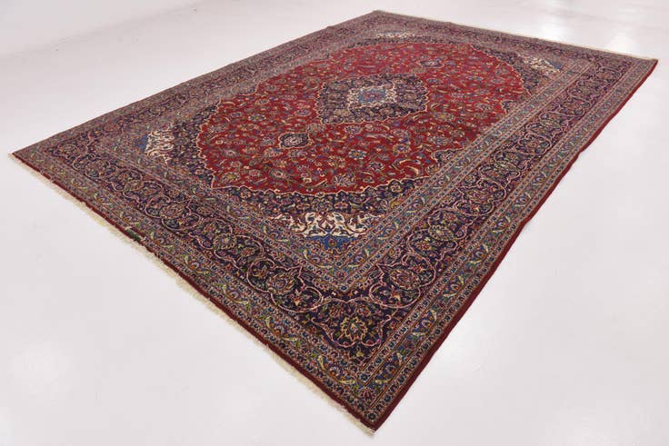 Detail image of 9' 6 x 12' 10 Hand Knotted Kashan Persian Wool Rug