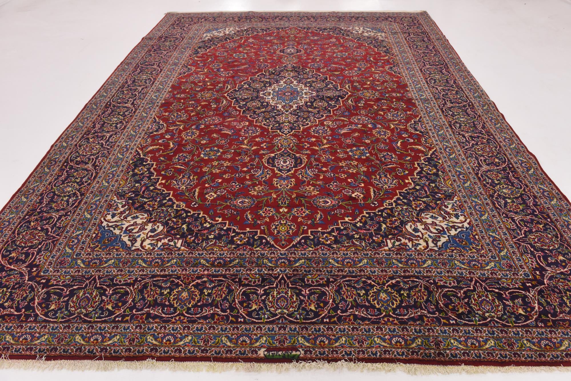 9' 6 x 12' 10 Hand Knotted Kashan Persian Wool Rug
