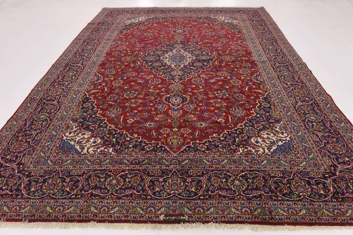 9' 6 x 12' 10 Hand Knotted Kashan Persian Wool Rug
