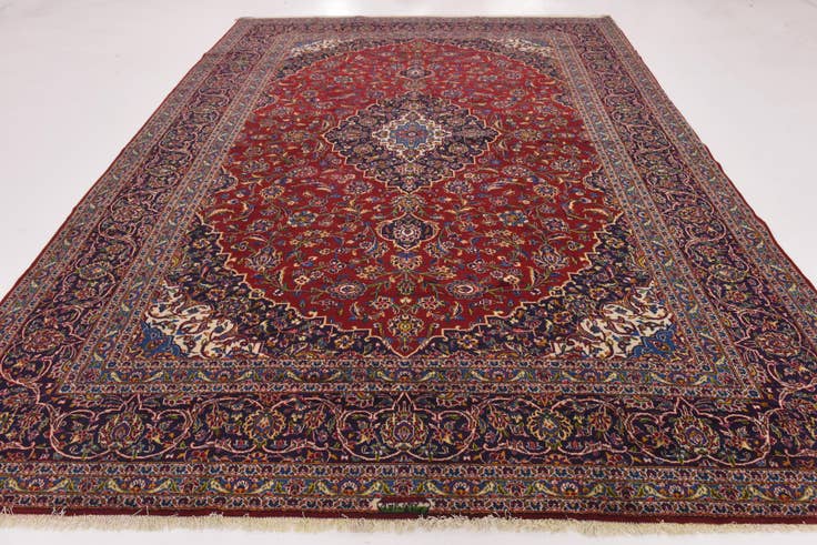 Detail image of 9' 6 x 12' 10 Hand Knotted Kashan Persian Wool Rug
