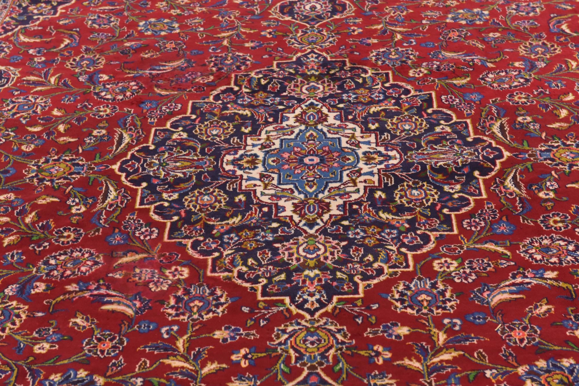 9' 6 x 12' 10 Hand Knotted Kashan Persian Wool Rug