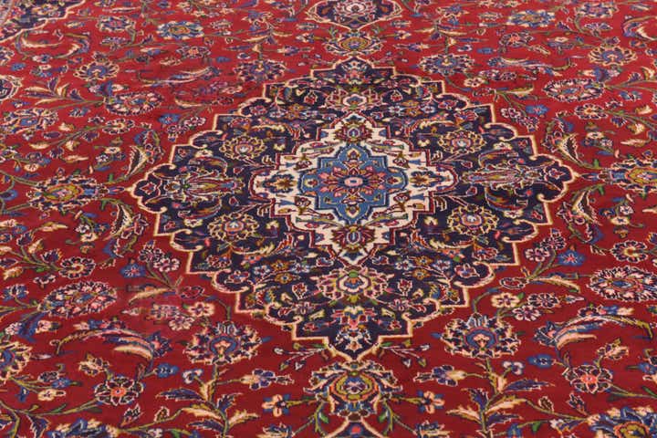 9' 6 x 12' 10 Hand Knotted Kashan Persian Wool Rug