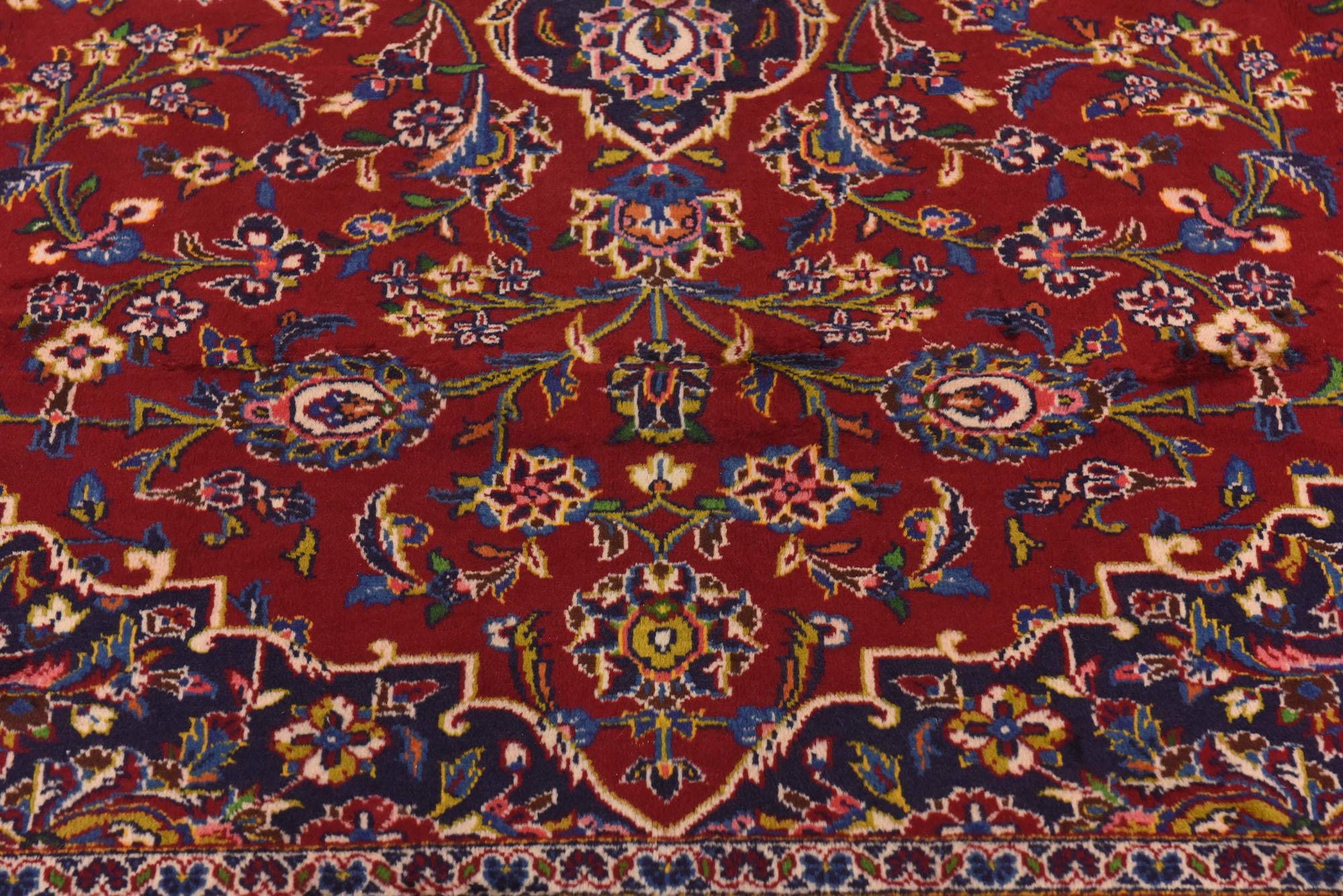 9' 6 x 12' 10 Hand Knotted Kashan Persian Wool Rug