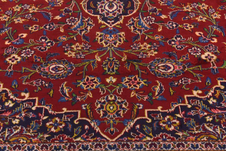 Detail image of 9' 6 x 12' 10 Hand Knotted Kashan Persian Wool Rug
