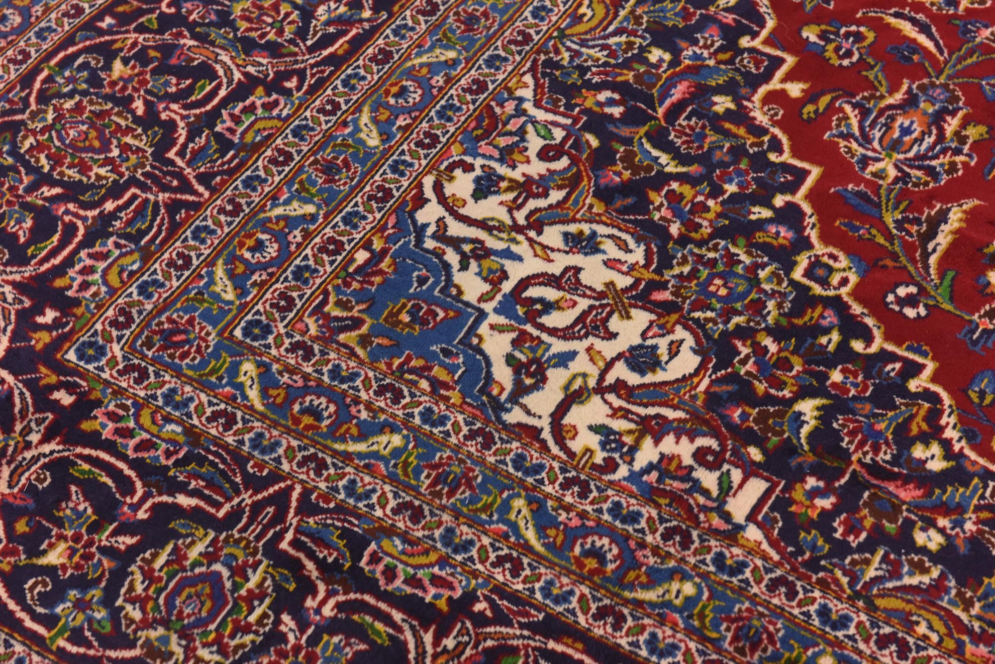 9' 6 x 12' 10 Hand Knotted Kashan Persian Wool Rug
