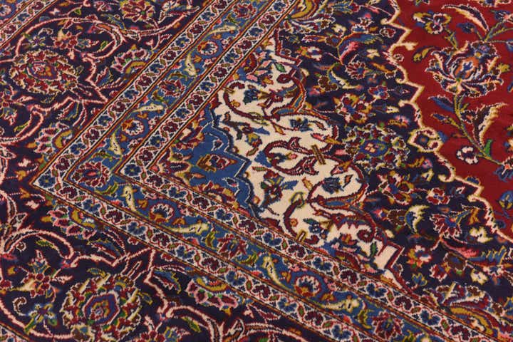 9' 6 x 12' 10 Hand Knotted Kashan Persian Wool Rug