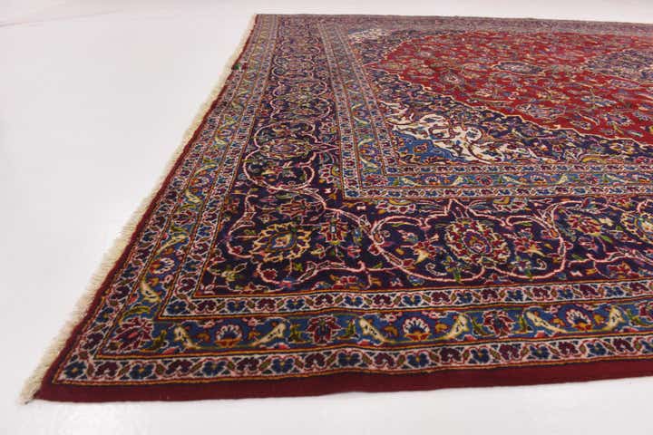 9' 6 x 12' 10 Hand Knotted Kashan Persian Wool Rug