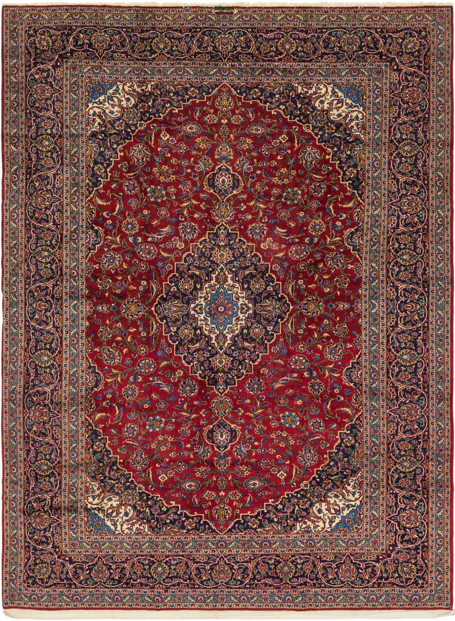 9' 6 x 12' 10 Hand Knotted Kashan Persian Wool Rug