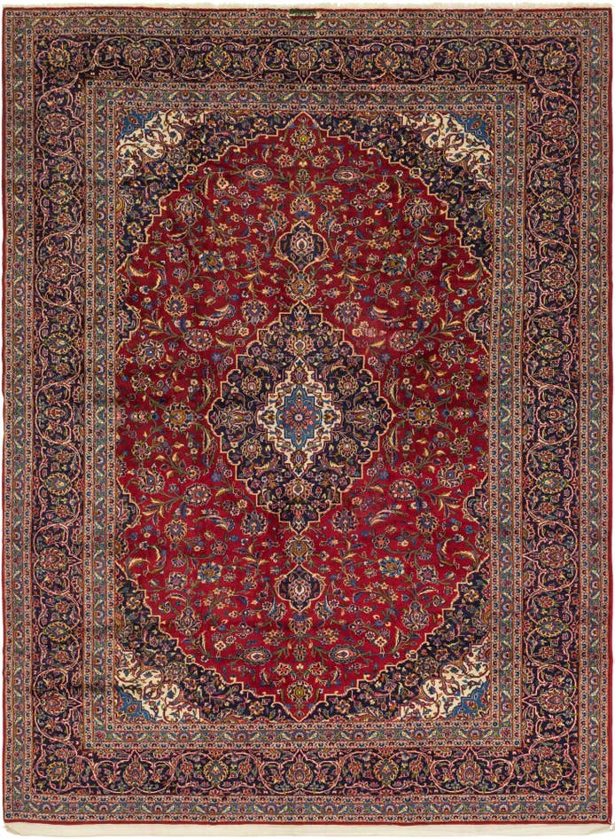 Detail image of 9' 6 x 12' 10 Hand Knotted Kashan Persian Wool Rug