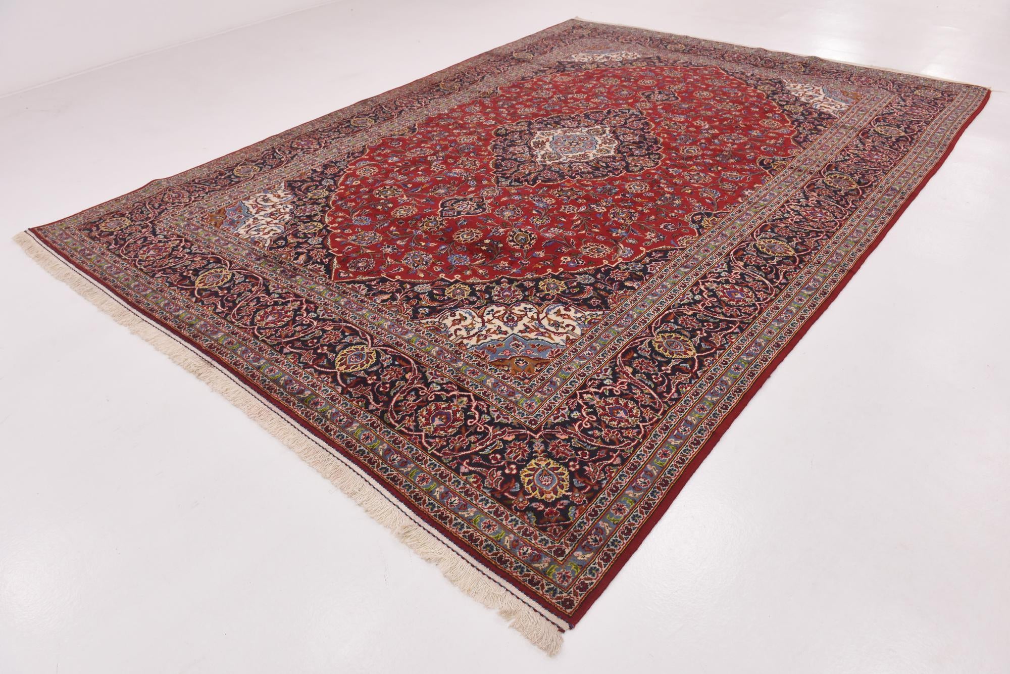9' 8 x 13' 4 Hand Knotted Kashan Persian Wool Rug