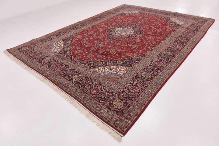 9' 8 x 13' 4 Hand Knotted Kashan Persian Wool Rug