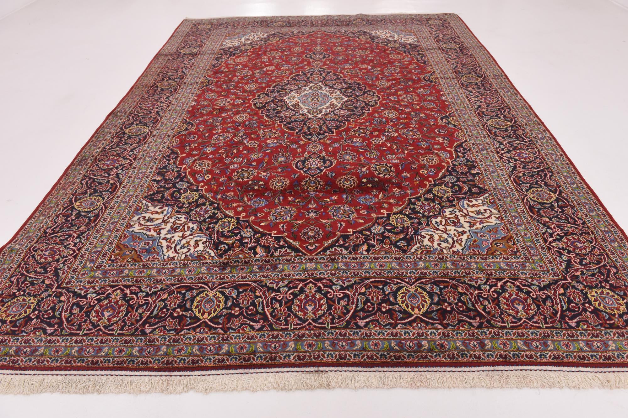 9' 8 x 13' 4 Hand Knotted Kashan Persian Wool Rug