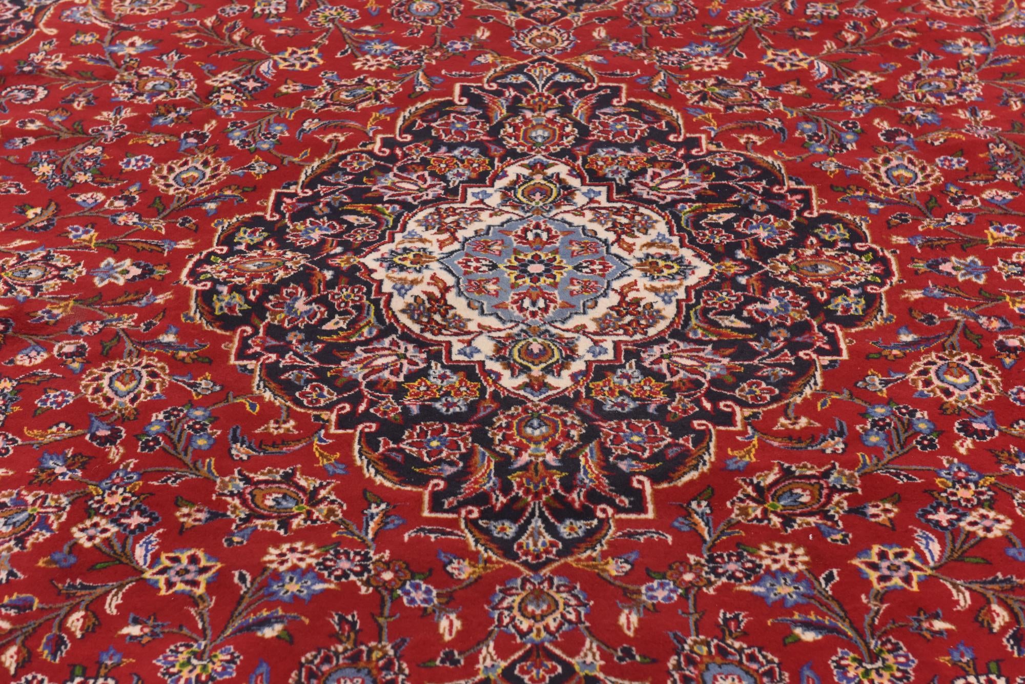 9' 8 x 13' 4 Hand Knotted Kashan Persian Wool Rug
