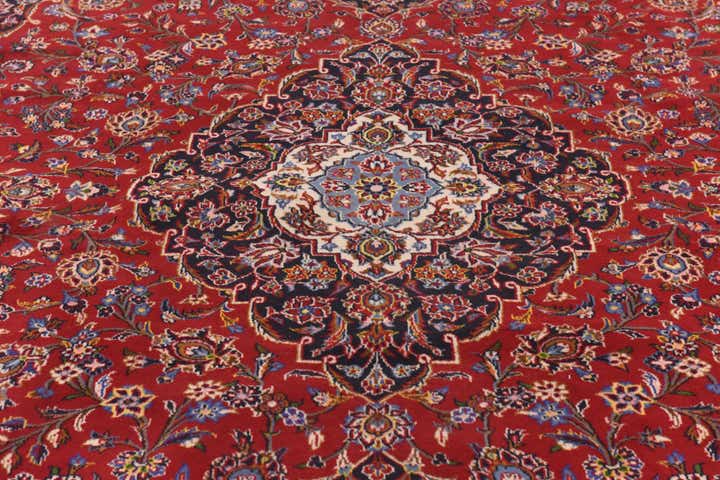9' 8 x 13' 4 Hand Knotted Kashan Persian Wool Rug