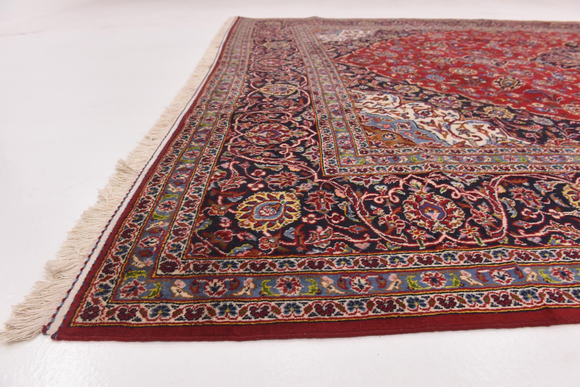 9' 8 x 13' 4 Hand Knotted Kashan Persian Wool Rug