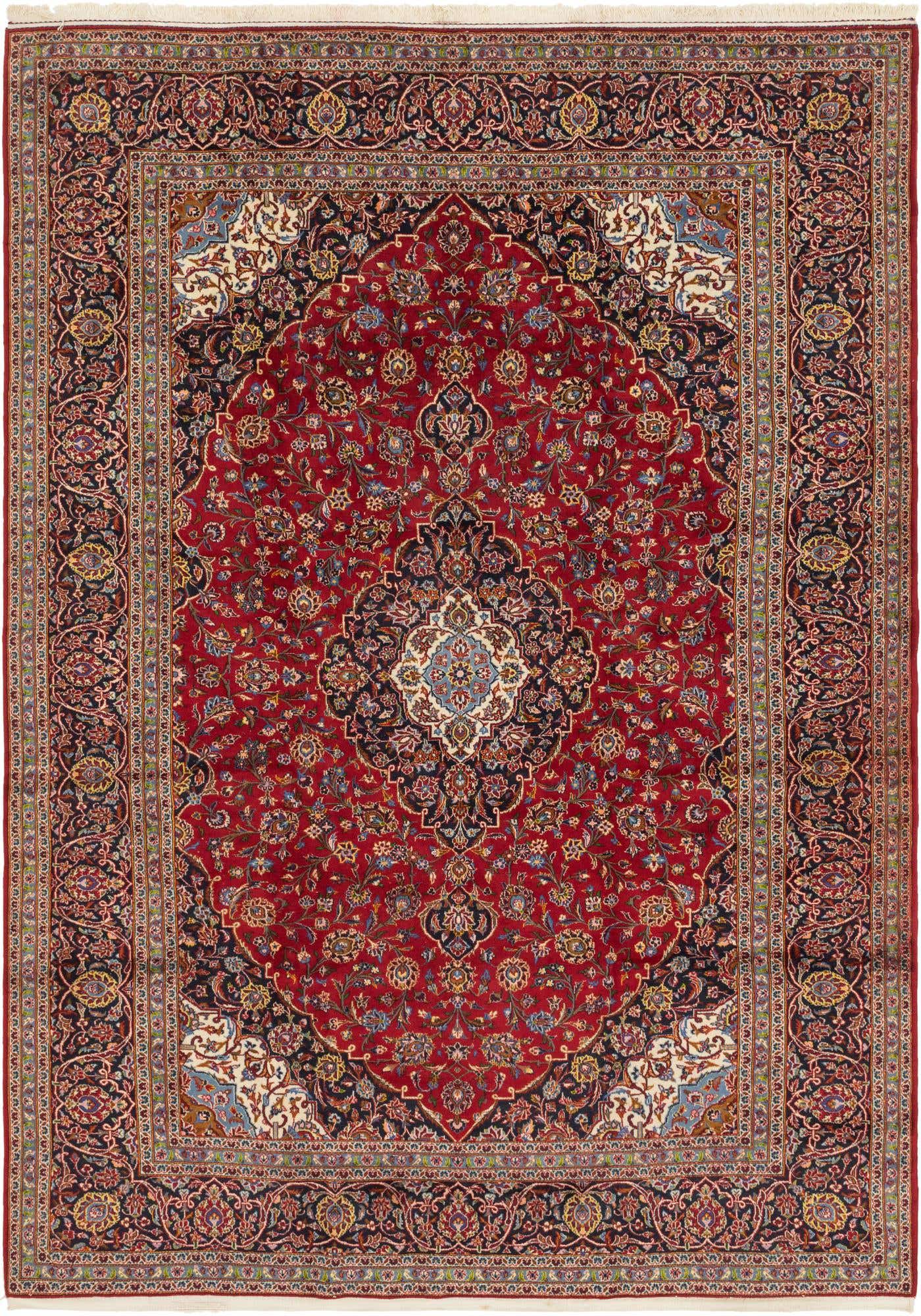 9' 8 x 13' 4 Hand Knotted Kashan Persian Wool Rug