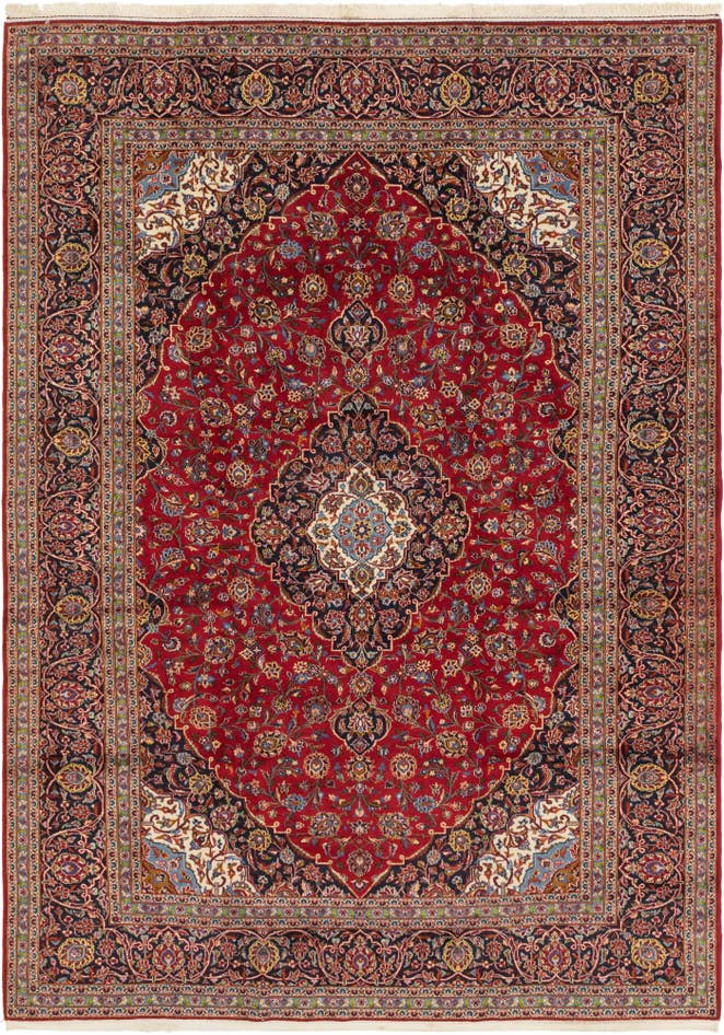 Detail image of 9' 8 x 13' 4 Hand Knotted Kashan Persian Wool Rug