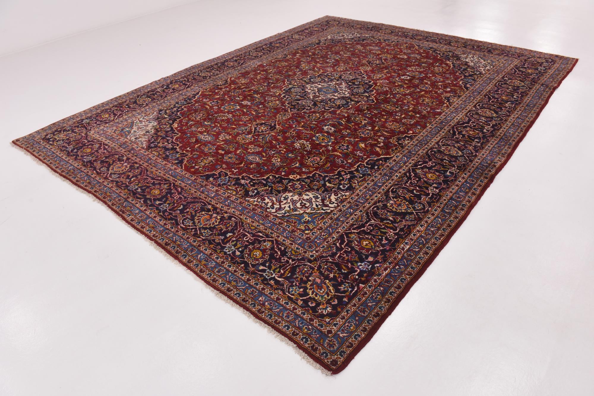 300cm x 395cm anudado a mano Kashan Alfombra Persa Lana