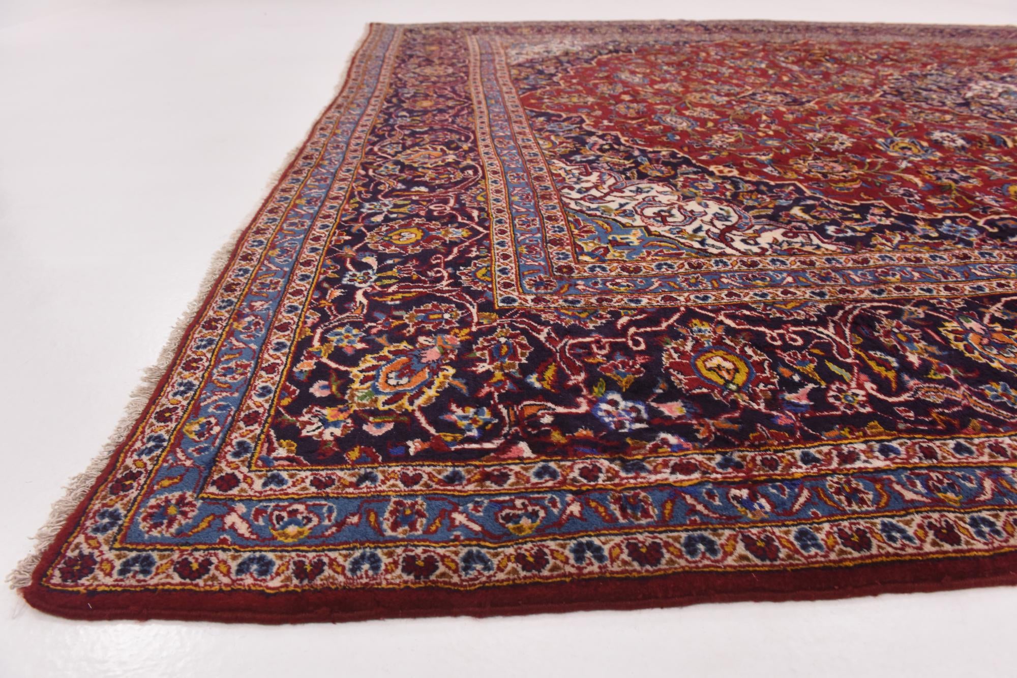 300cm x 395cm anudado a mano Kashan Alfombra Persa Lana