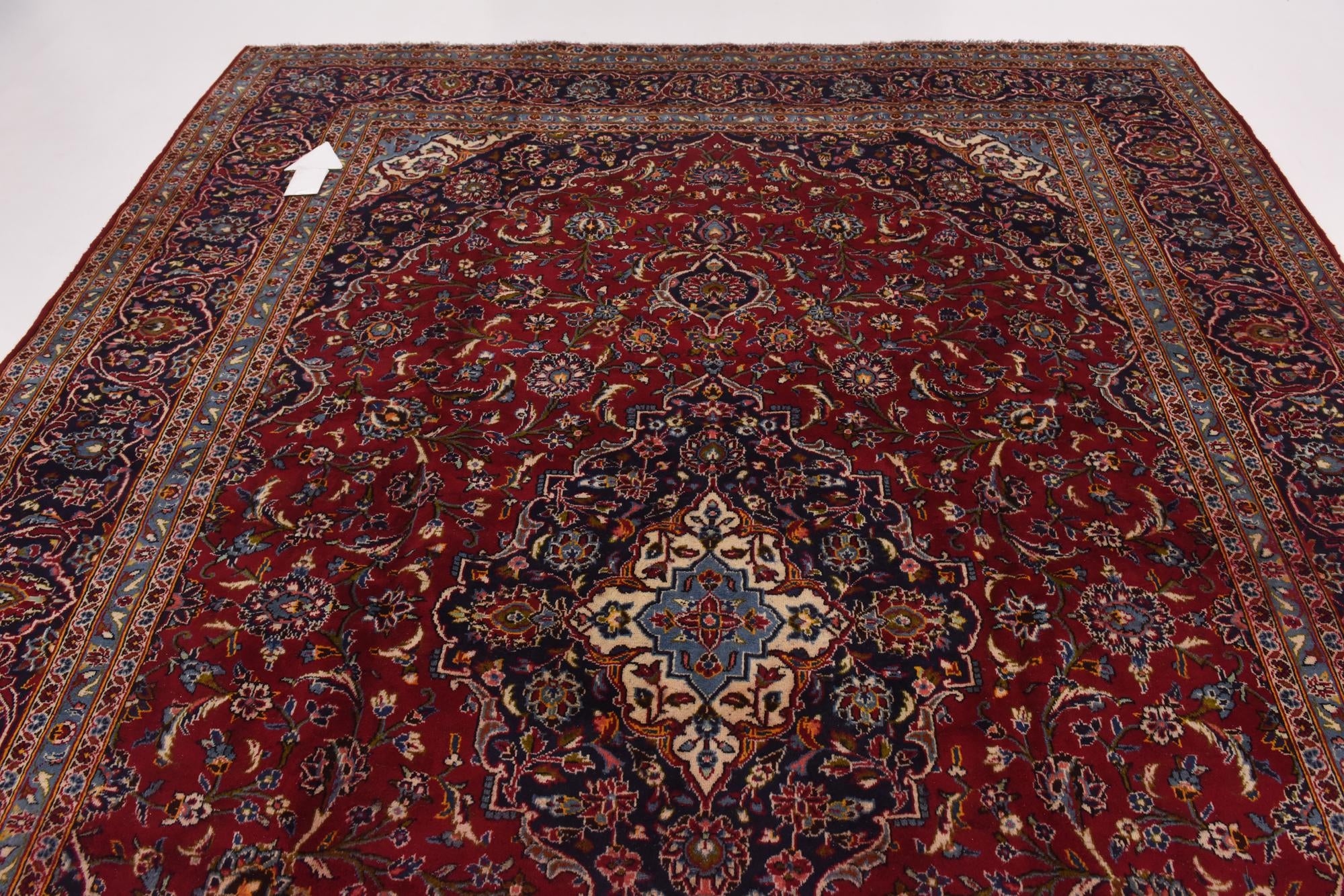 9' 9 x 13' Hand Knotted Kashan Persian Wool Rug