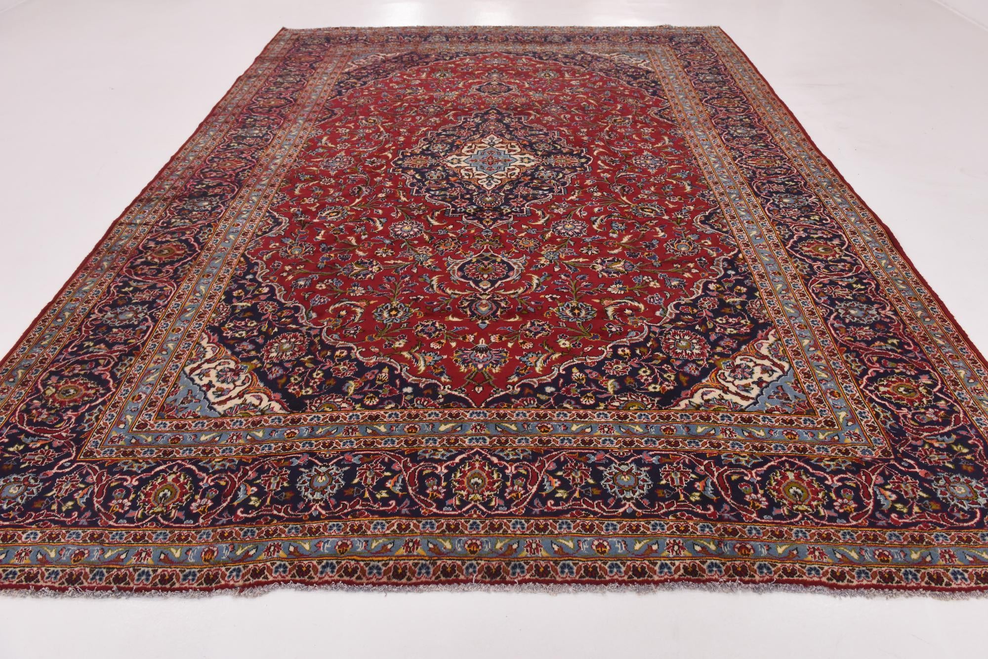 9' 9 x 13' Hand Knotted Kashan Persian Wool Rug