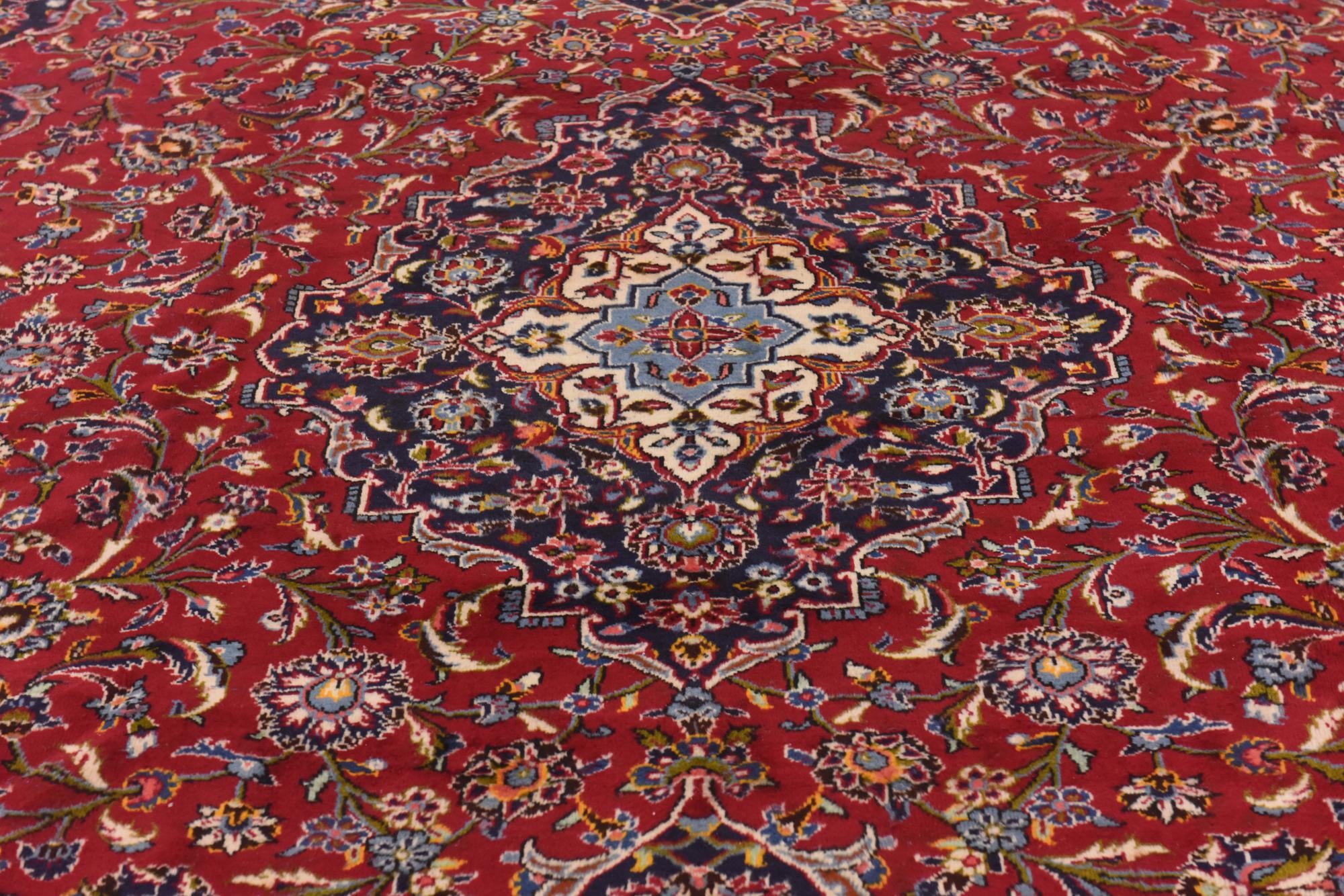 9' 9 x 13' Hand Knotted Kashan Persian Wool Rug