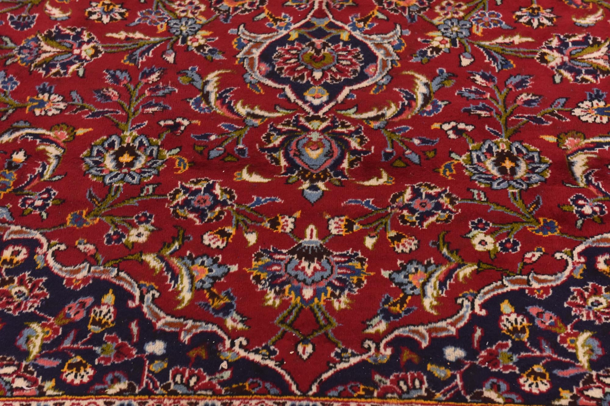 9' 9 x 13' Hand Knotted Kashan Persian Wool Rug
