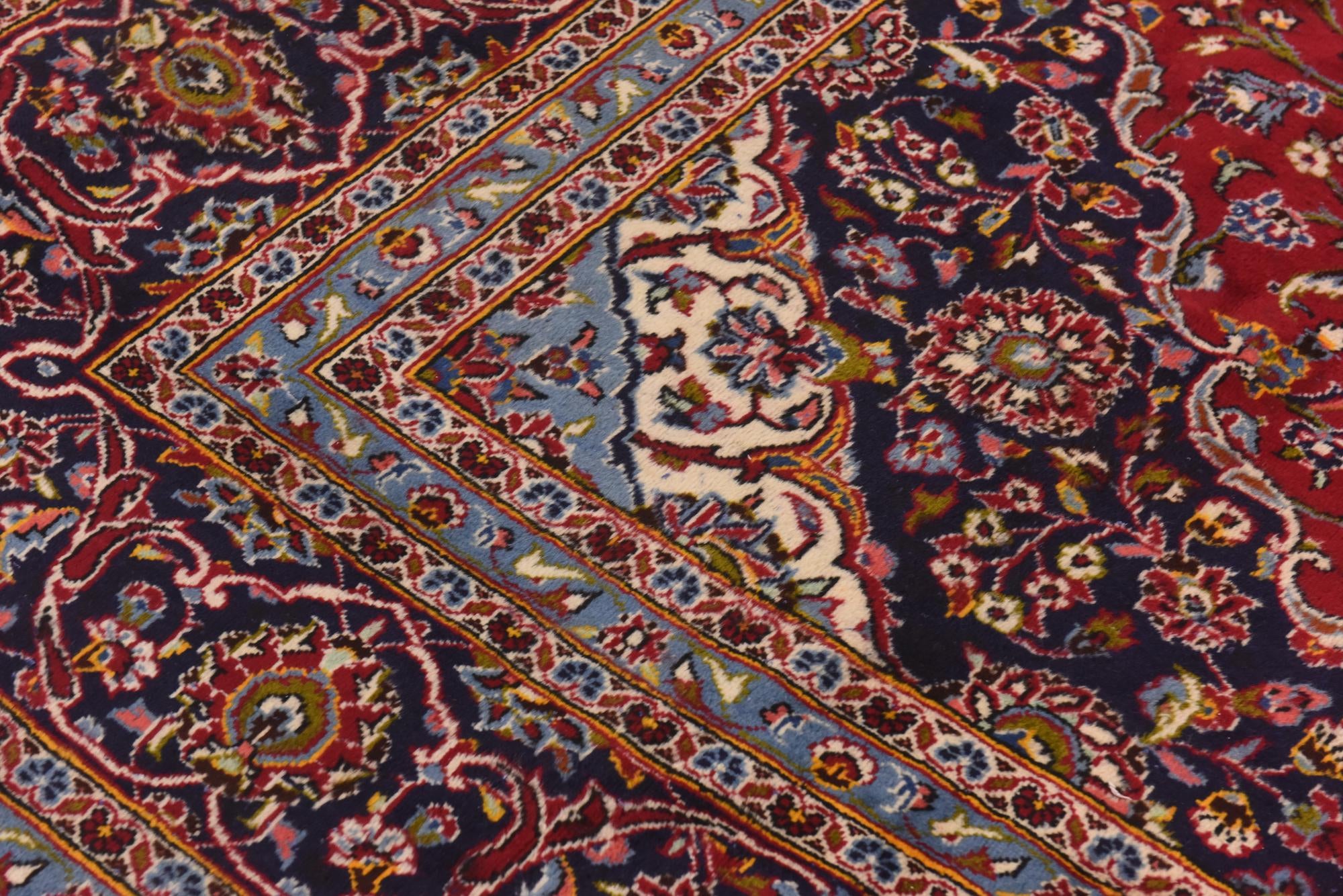 9' 9 x 13' Hand Knotted Kashan Persian Wool Rug