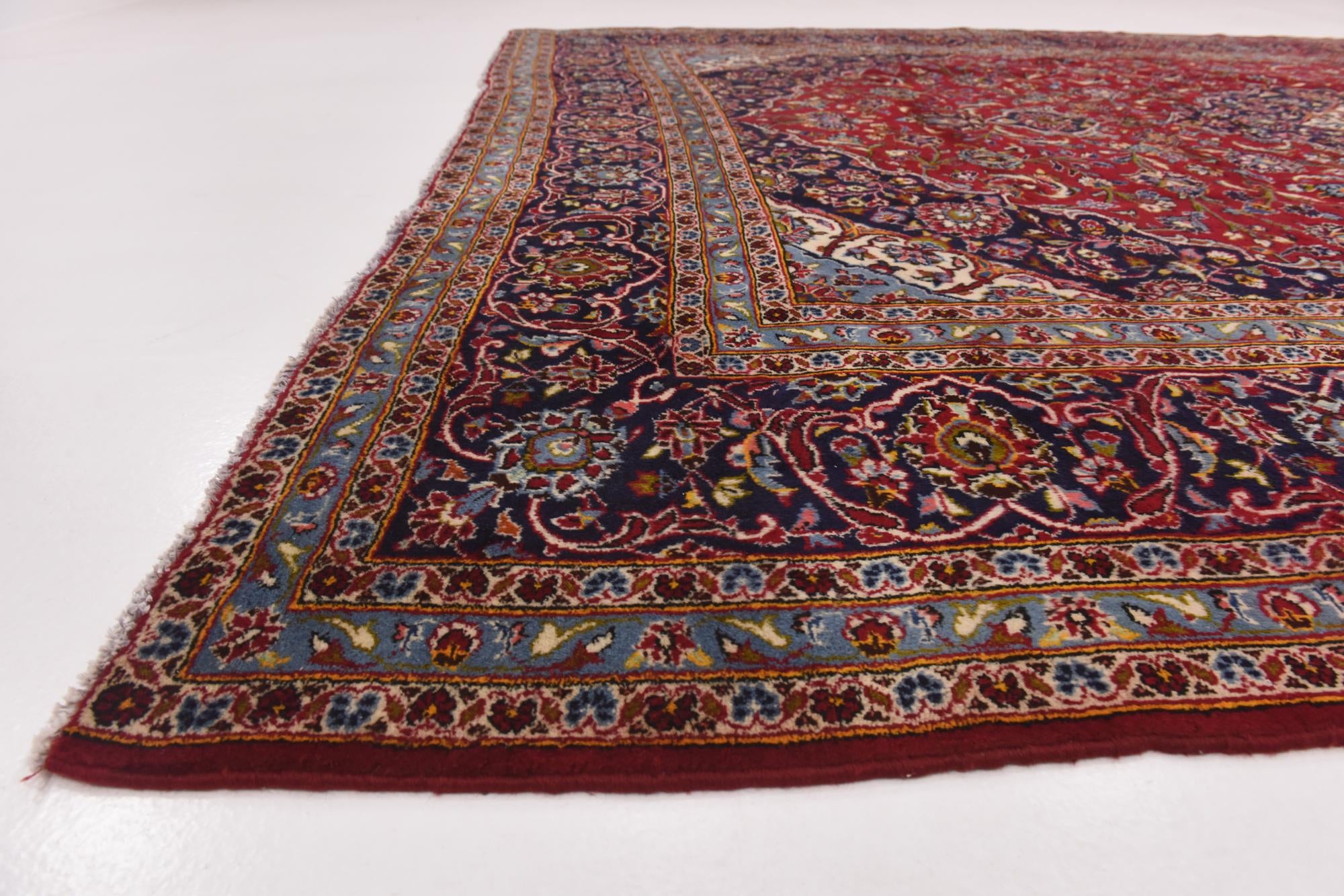 9' 9 x 13' Hand Knotted Kashan Persian Wool Rug