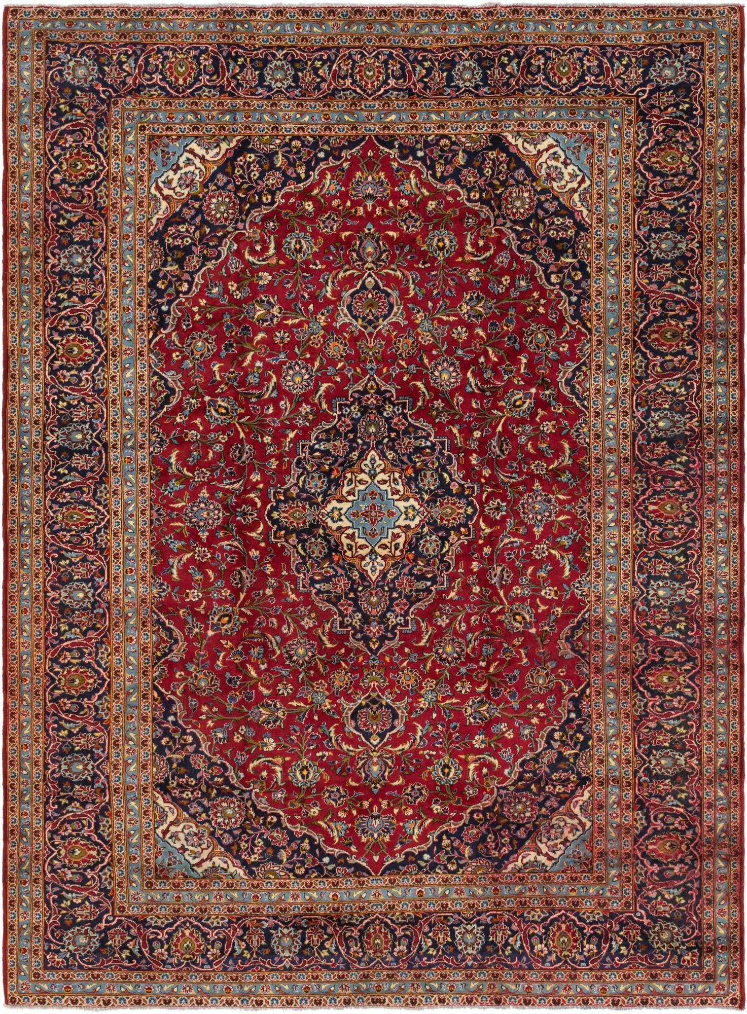 9' 9 x 13' Hand Knotted Kashan Persian Wool Rug
