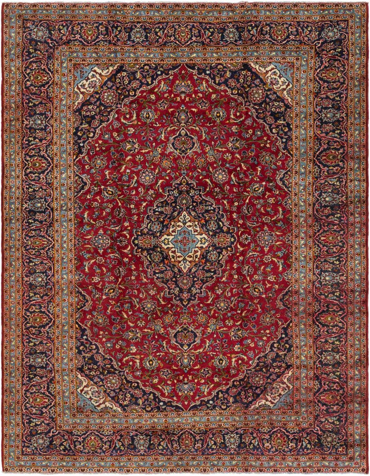 Detail image of 9' 9 x 13' Hand Knotted Kashan Persian Wool Rug