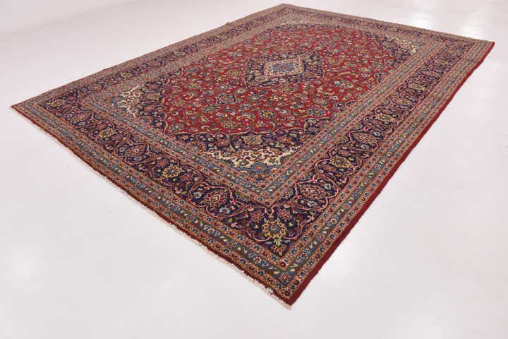 9' 8 x 13' 2 Hand Knotted Kashan Persian Wool Rug