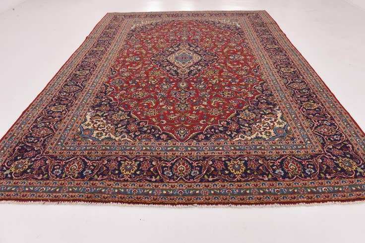 Detail image of 9' 8 x 13' 2 Hand Knotted Kashan Persian Wool Rug