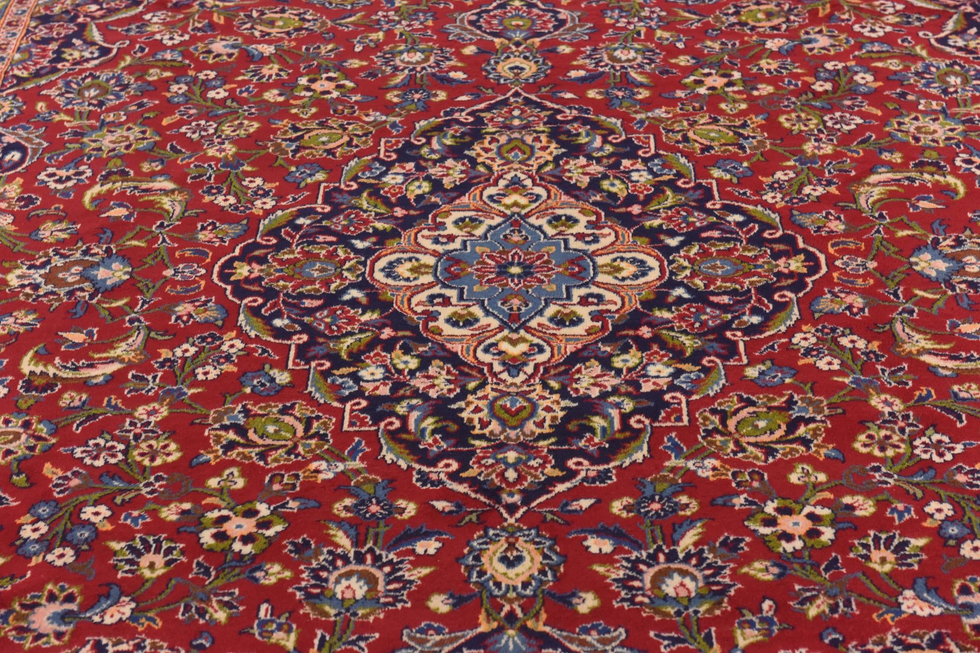 9' 8 x 13' 2 Hand Knotted Kashan Persian Wool Rug