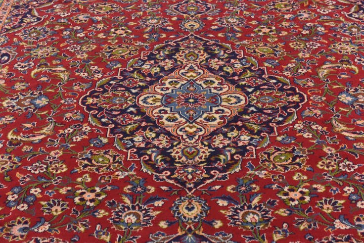 Detail image of 9' 8 x 13' 2 Hand Knotted Kashan Persian Wool Rug