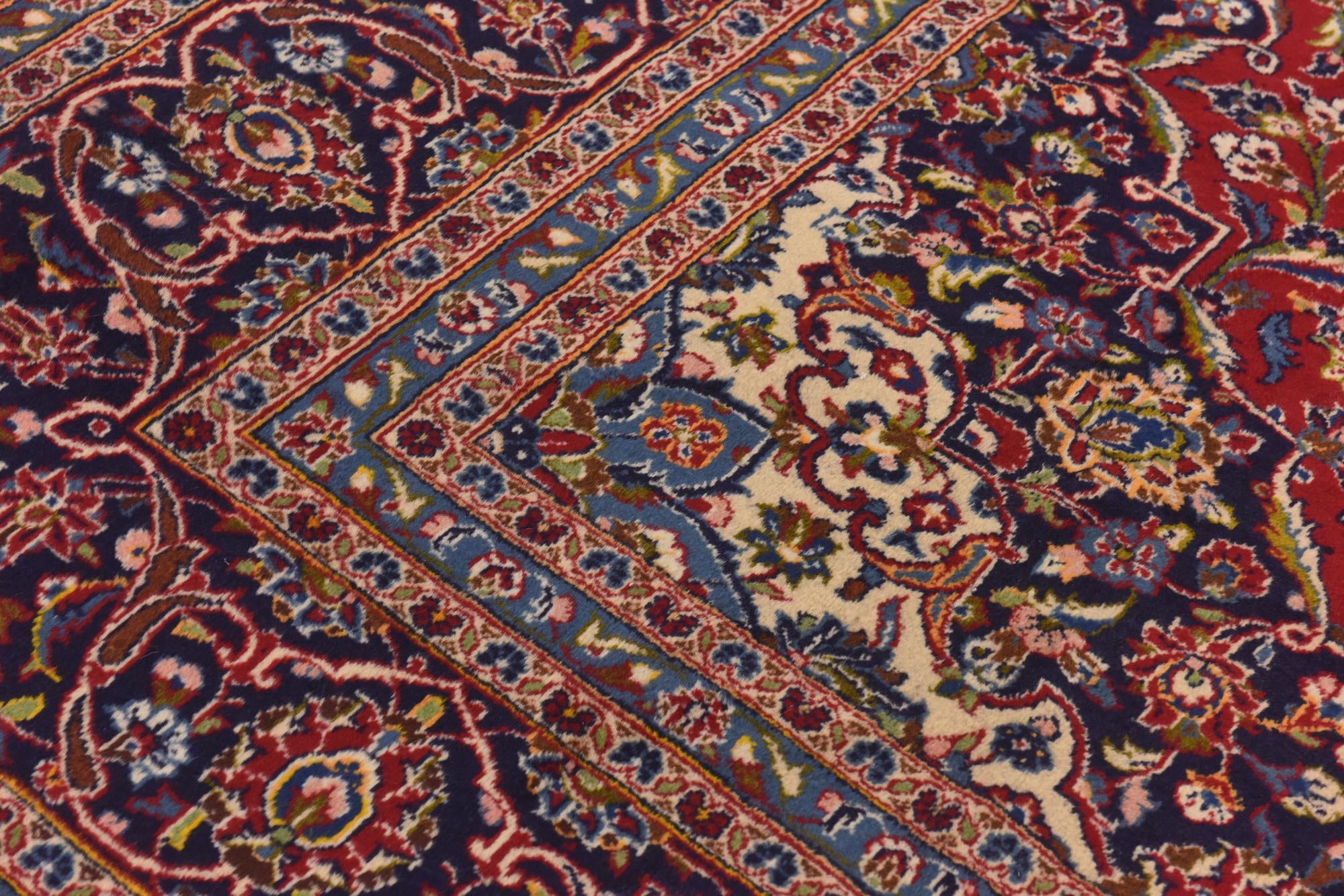 9' 8 x 13' 2 Hand Knotted Kashan Persian Wool Rug