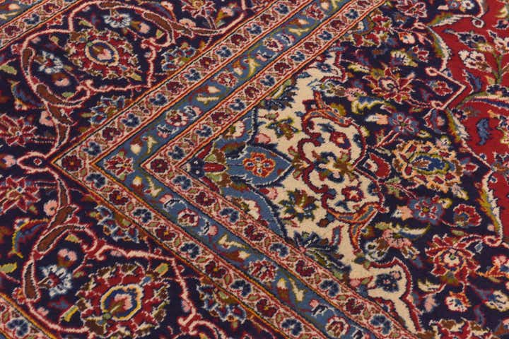 9' 8 x 13' 2 Hand Knotted Kashan Persian Wool Rug