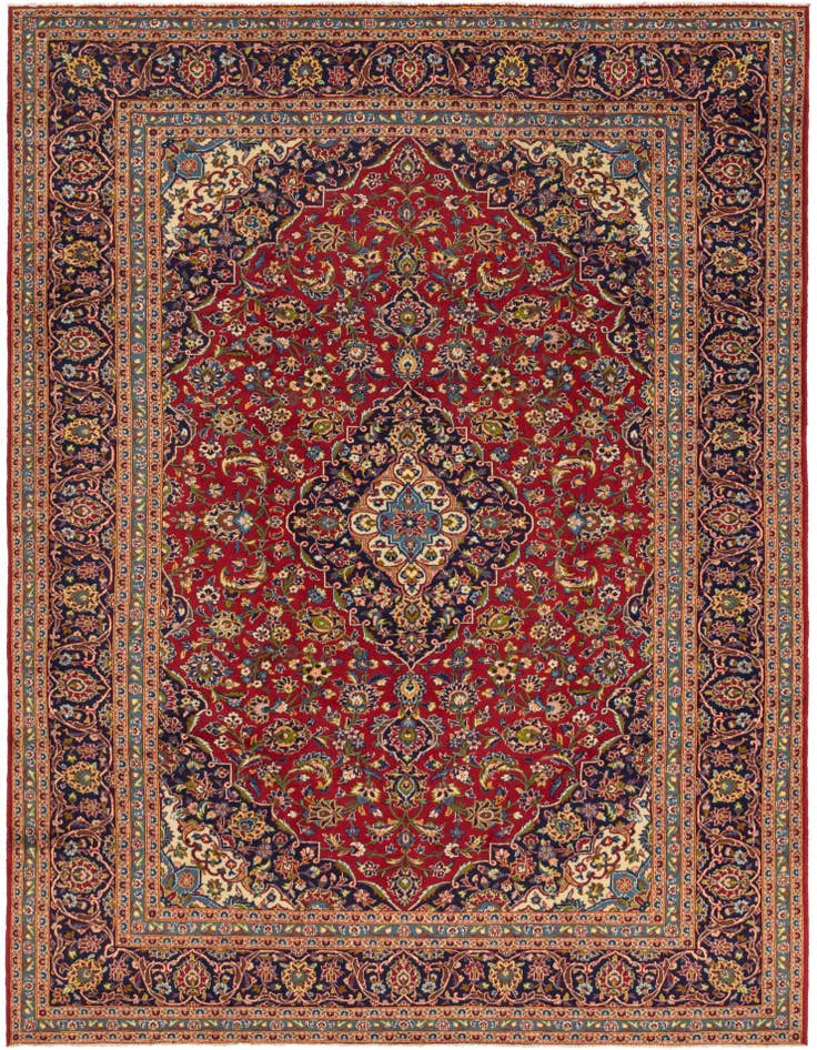 Detail image of 9' 8 x 13' 2 Hand Knotted Kashan Persian Wool Rug
