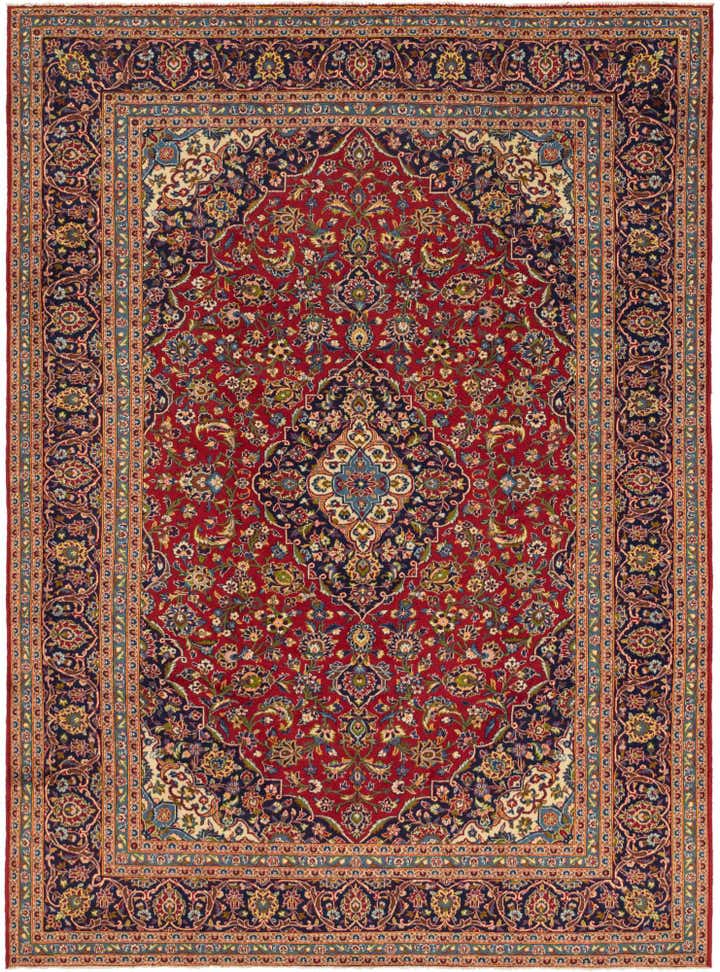 9' 8 x 13' 2 Hand Knotted Kashan Persian Wool Rug