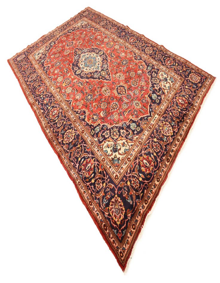 Detail image of 8' x 12' 6 Hand Knotted Kashan Persian Wool Rug