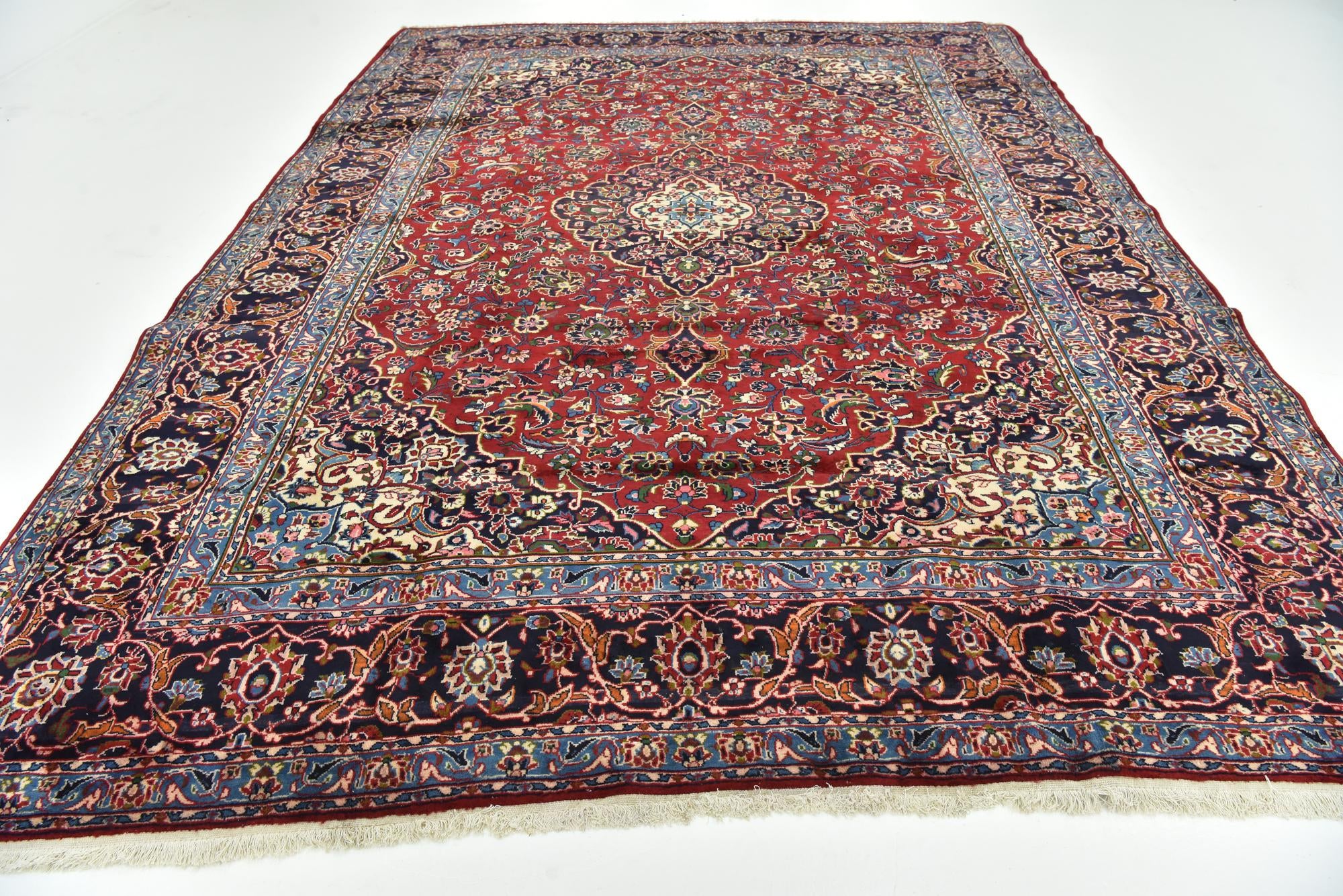9' 6 x 12' 9 Hand Knotted Kashan Persian Wool Rug